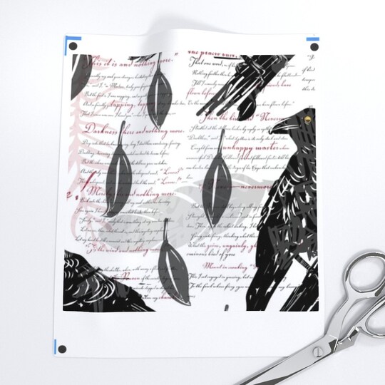Dark Academia Literature Raven Bird Halloween Poem Edgar Allen Poe Birds Moody 19Th Century Black And Whi Custom Printed Fabric by Spoonflower Various Fabrics by the Yard or Fat Quarter